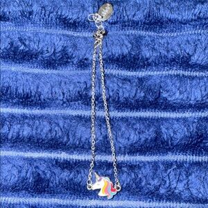 ☃️Claire's Silver Unicorn Bracelet with Rainbow Mane
